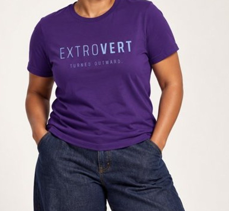 Close-up of an EXTROVERT tee