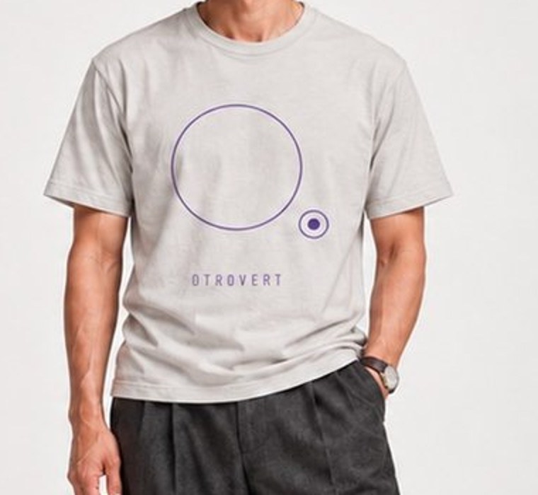 Close-up of the ring and dot on the OTROVERT tee
